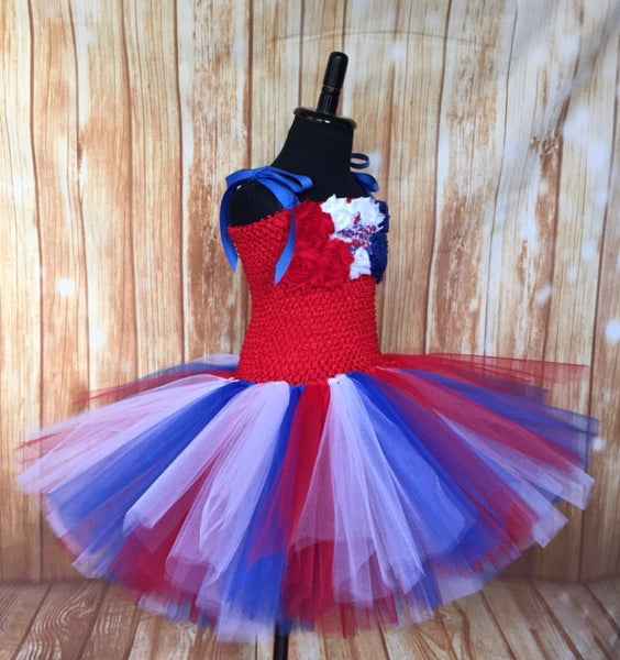 American Flag 4th of July Knee Length Gown Red White Blue Birthday