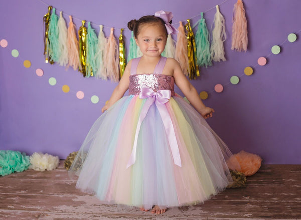 Flower Girl Dress, Pastel Rainbow Tutu Dress, BW97559 – luladress