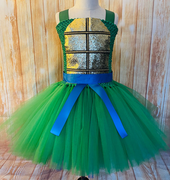 Turtle Tutu Dress Turtle Outfit Turtle Costume Turtles Dress Turtle  Halloween Costume-3 Pcs Set/4 Layers 