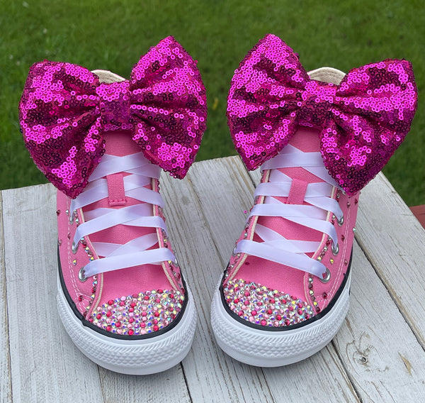 Pink Barbie Blinged Converse Sneakers, Little Kids Shoe Size 11-3 ...