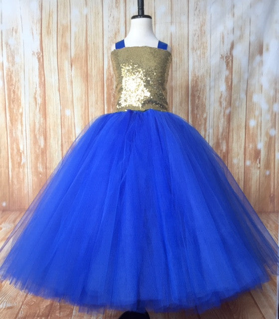 Girls Blue Glitter Tutu Dress Kids Crochet Tulle Tutus with Flower