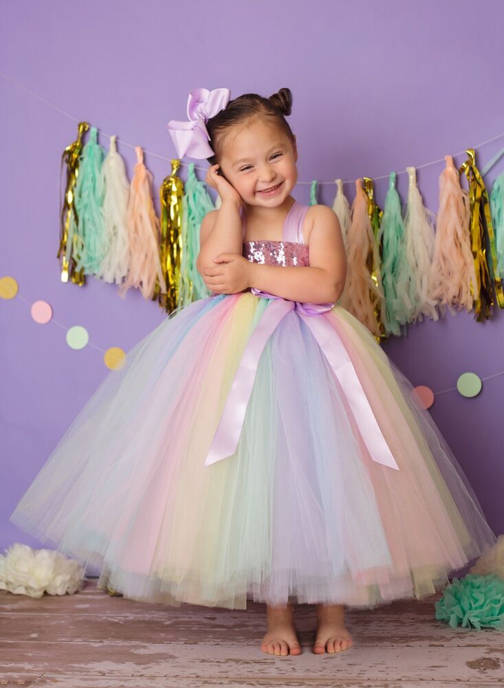 Classic Designer Rainbow Summer Party Dress for Baby Girls India
