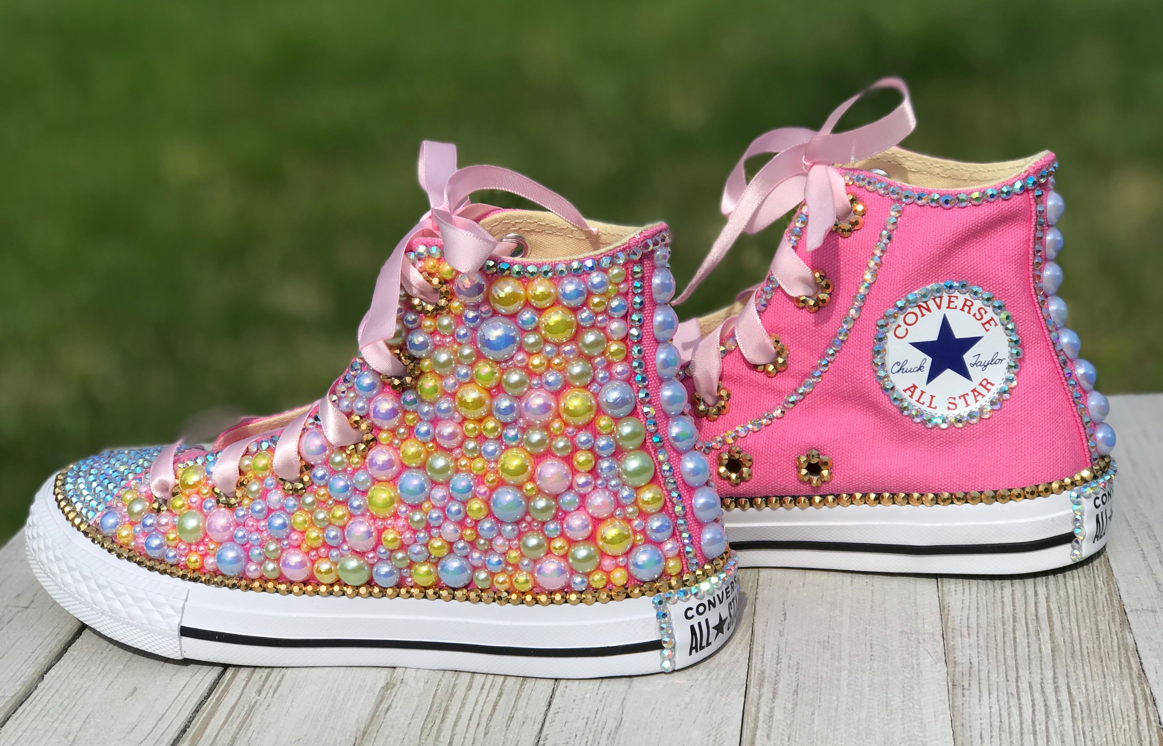 Pink Bedazzled Converse Sneakers | Lille mariehøne Tutus