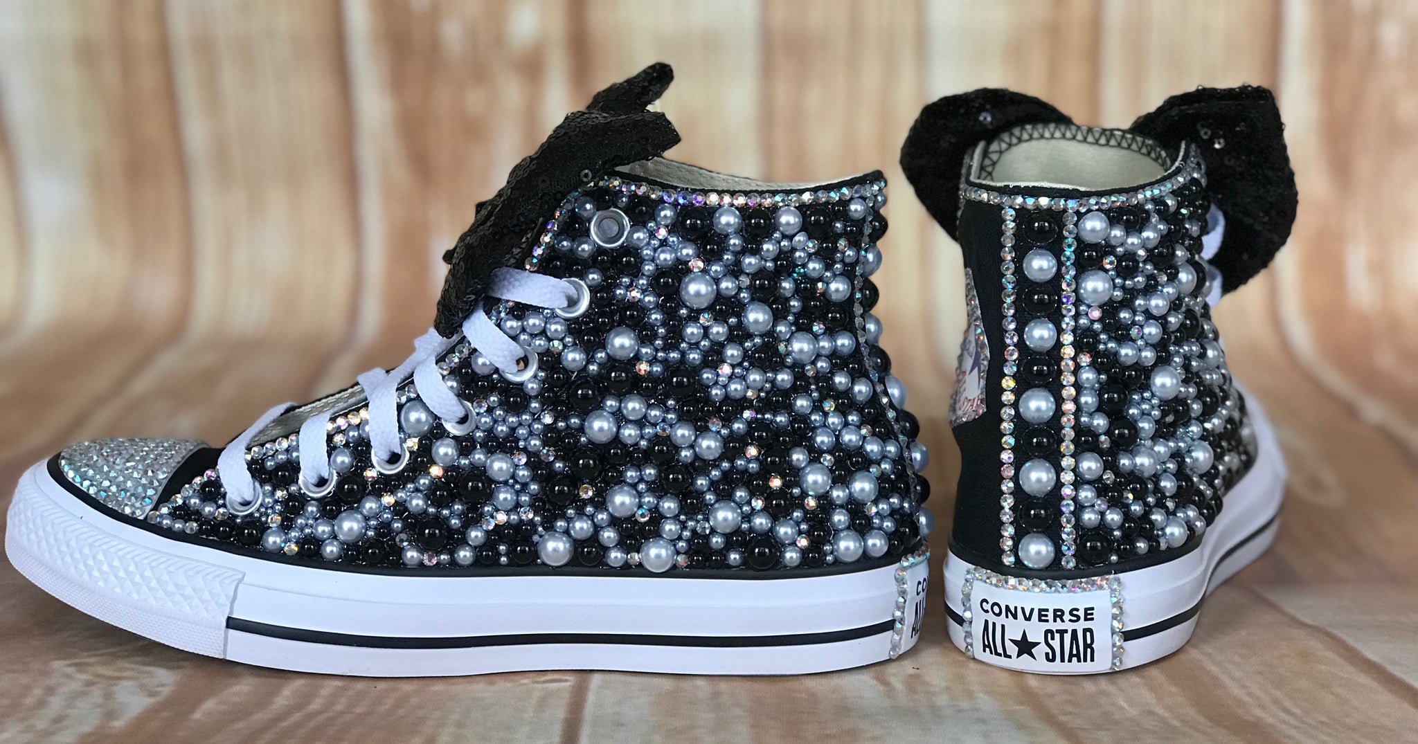 undergrundsbane Kunstneriske Foran dig Girls Blinged Black & White Panda Converse Sneakers | Little Ladybug Tutus