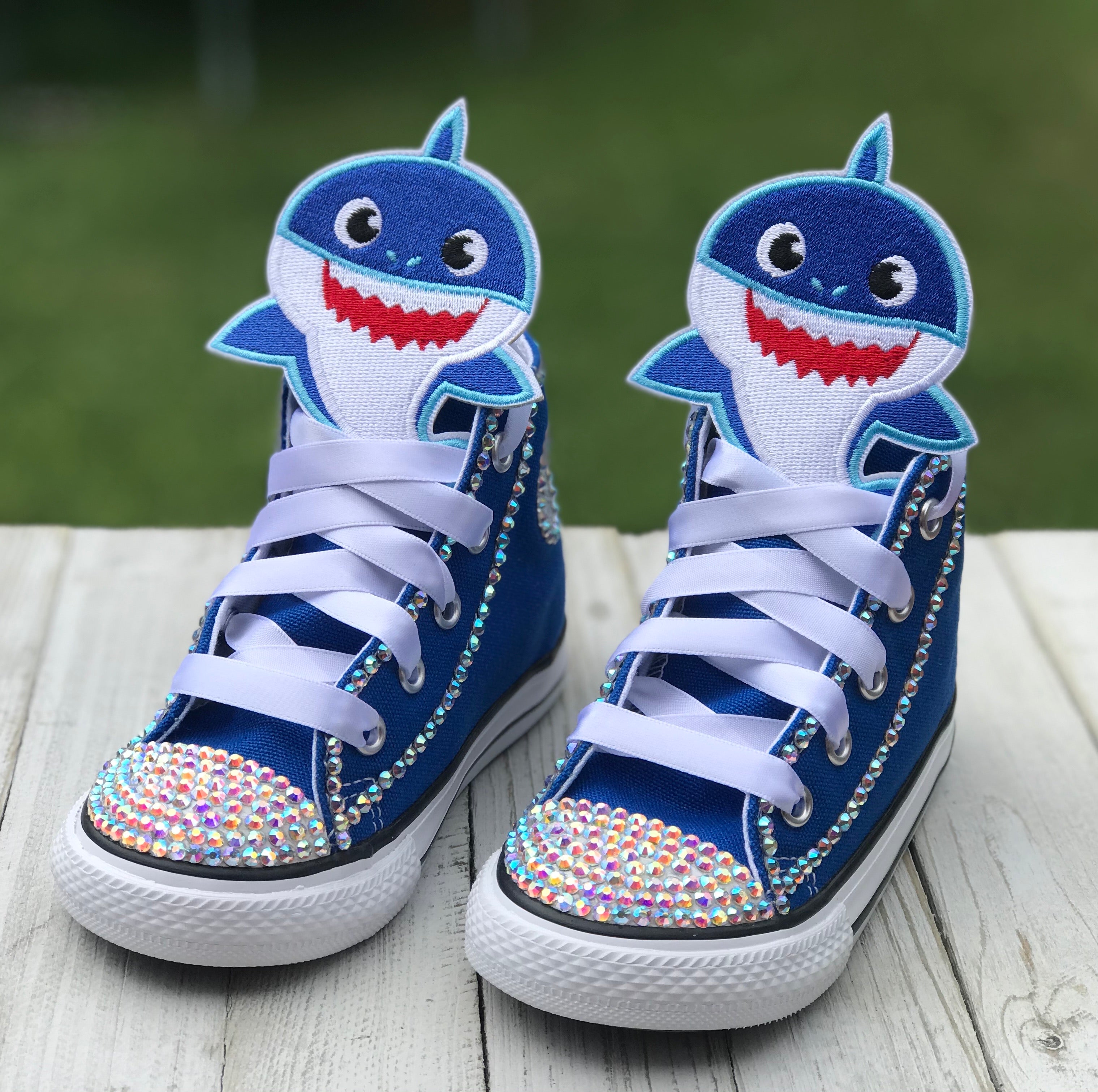 Baby Shark Blue Converse, Infants and Toddler Shoe Size 2-10 (Hard Sol |  Little Ladybug Tutus