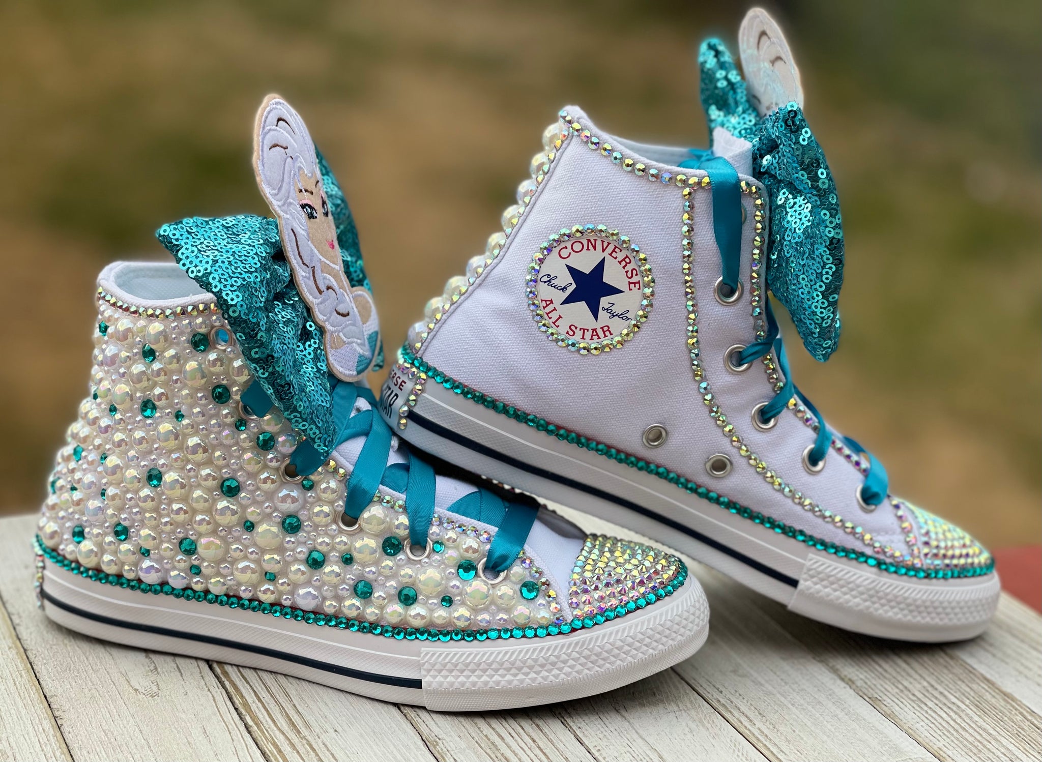Blue Converse Bling Sneakers, Infants and Toddler Shoe Size 2-9 (Hard