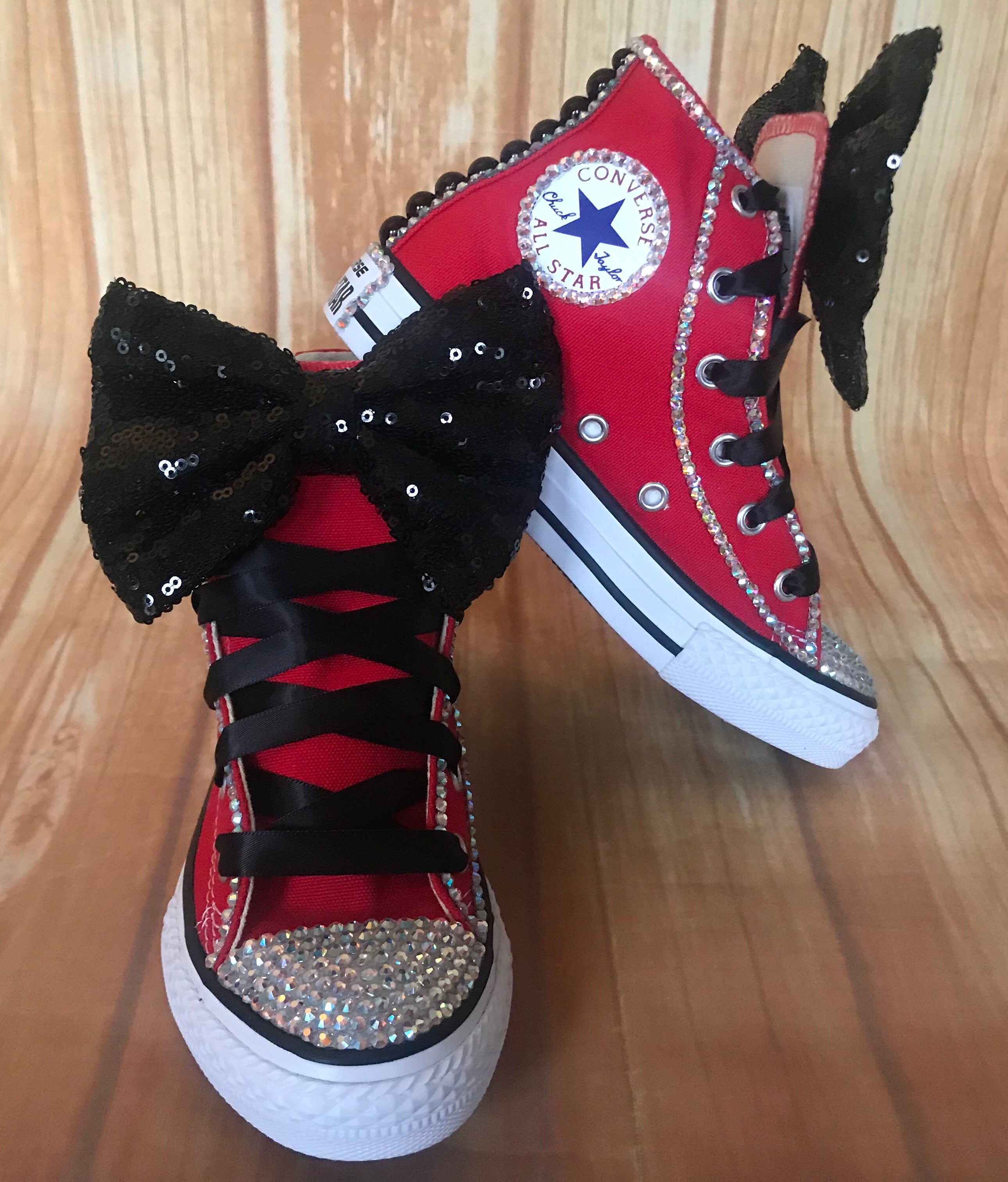 Quejar arco rápido Red Touch of Bling Converse Sneakers, Little Kids Shoe Size 10-2 | Little  Ladybug Tutus